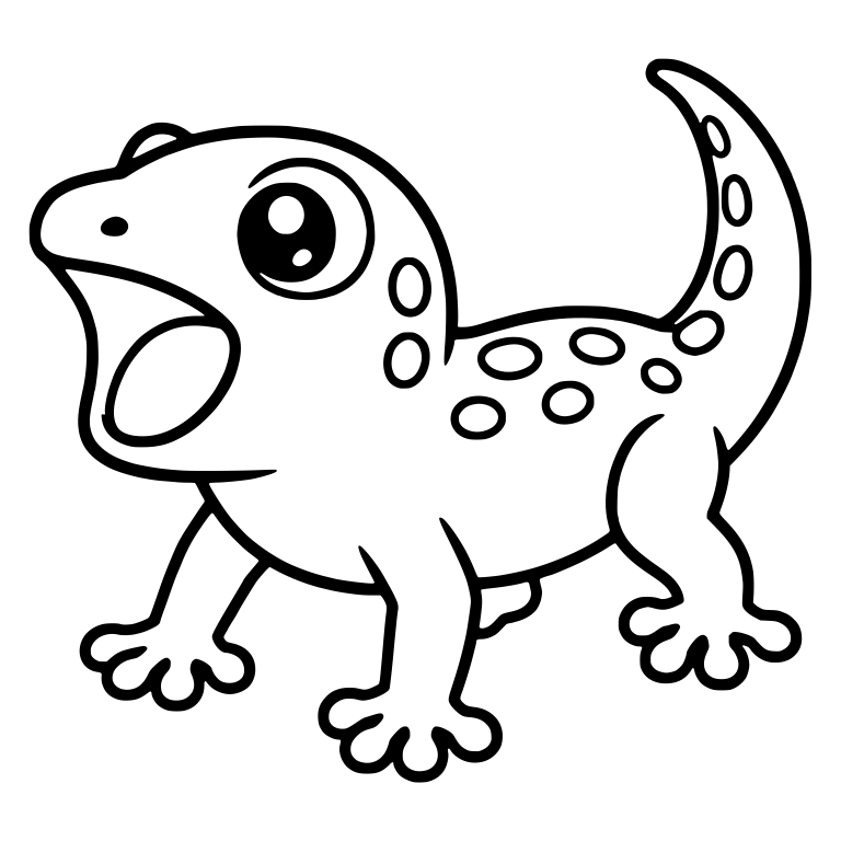 Open-Mouthed Spotted Gecko Standing With Tail Up — free animal SVG cut file