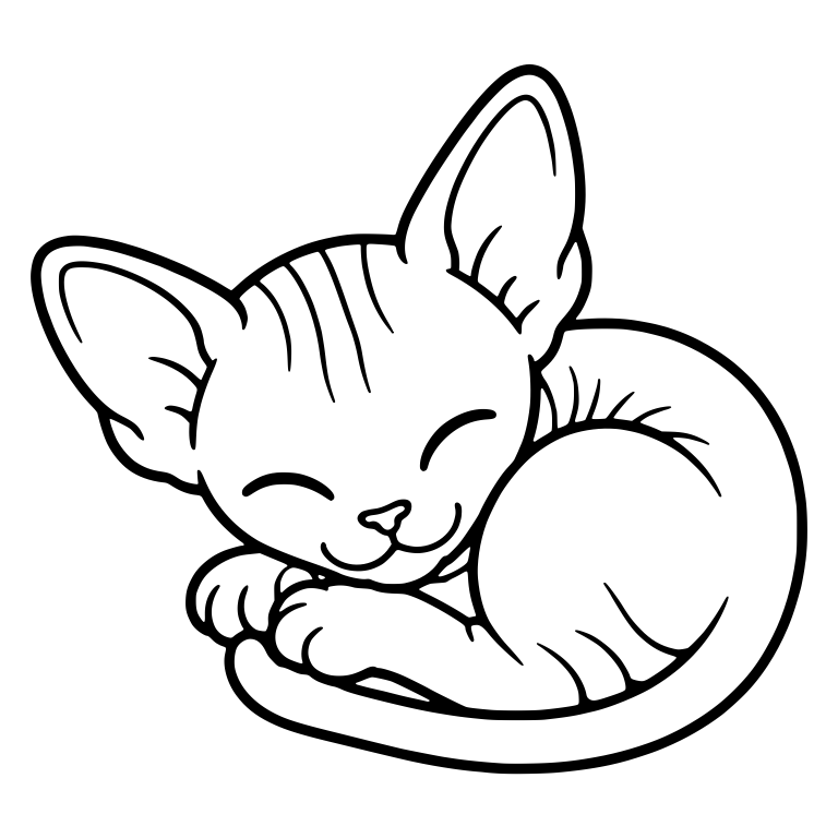 Sleeping Sphynx Kitten Curled In A Ball — free animal SVG cut file