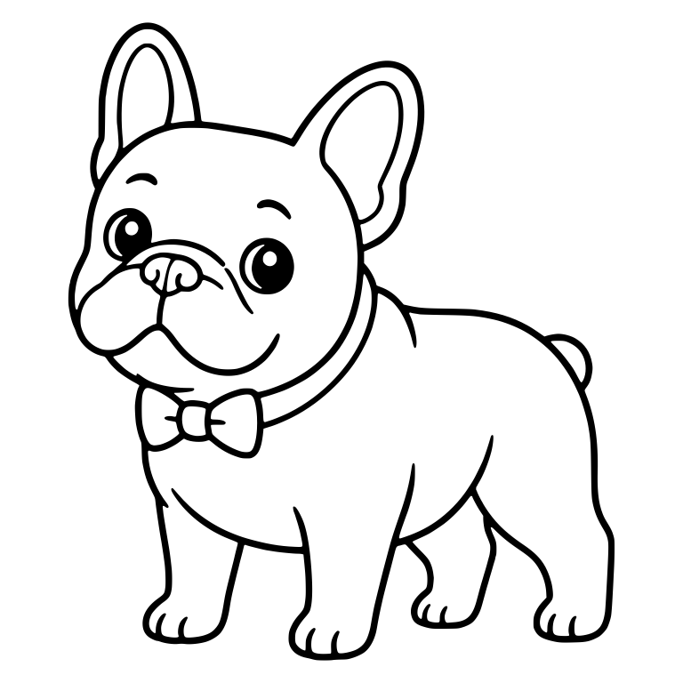 Standing French Bulldog With Bow Tie And Collar — free animal SVG cut file
