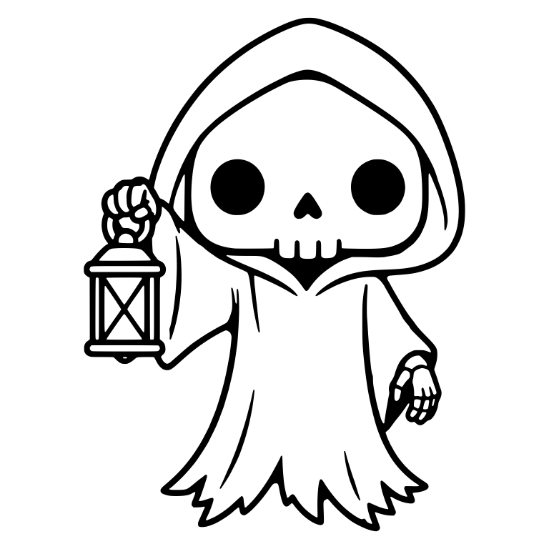Grim Reaper Holding an X-Paned Lantern High — free characters SVG cut file