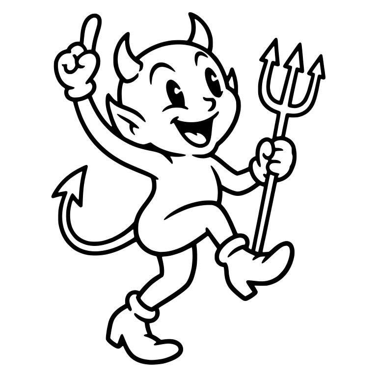 Retro Devil With Trident and Raised Finger — free fantasy-creature SVG cut file