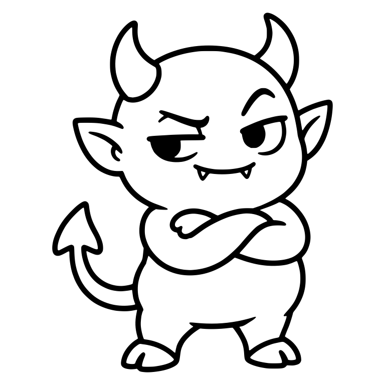 Smirking Demon with Arms Crossed and Pointed Fangs — free fantasy-creature SVG cut file