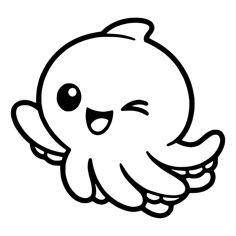 Winking Octopus Waving One Tentacle — free animal SVG cut file