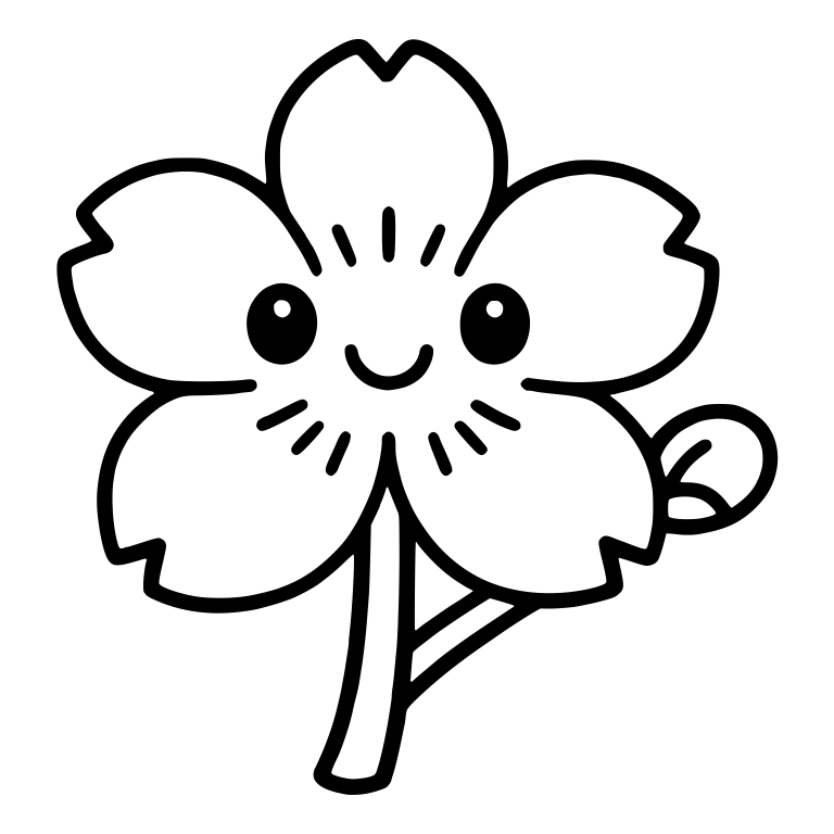 Smiling Cherry Blossom on Stem With Small Bud — free floral SVG cut file
