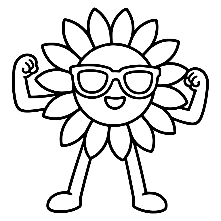 Flexing Sunflower In Sunglasses With Big Shoes — free characters SVG cut file