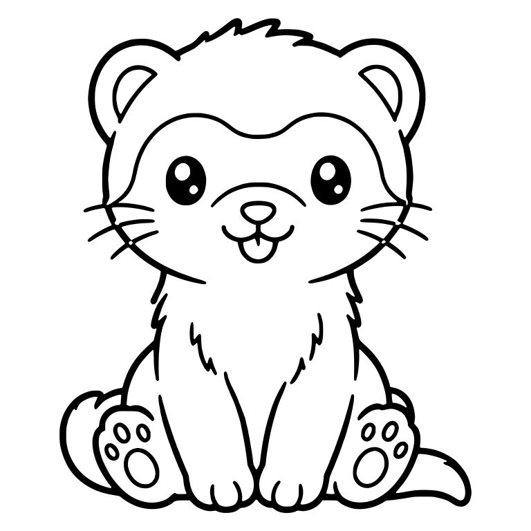 Sitting Ferret Kit With Tongue Out and Paw Pads Showing — free animal SVG cut file