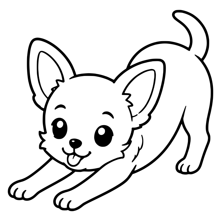 Chihuahua Puppy Stretching With Fluffy Ear and Cheek Fur — free animal SVG cut file