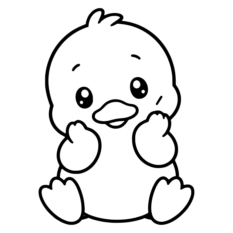 Sitting Duckling With Wings Raised to Cheeks — free animal SVG cut file