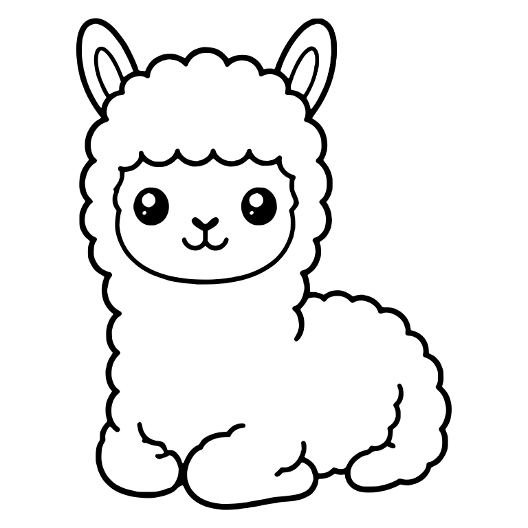 Sitting Llama With Smooth Oval Face and Bangs — free animal SVG cut file