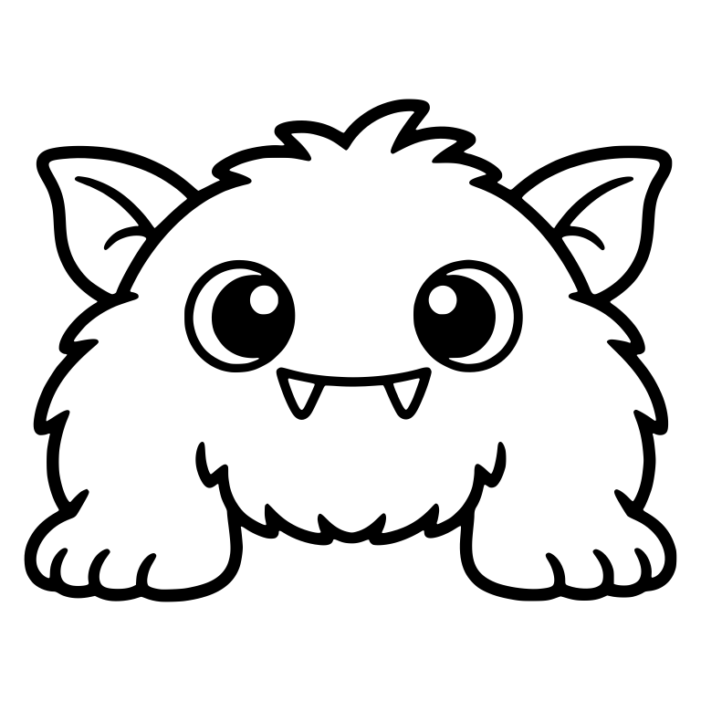 Fuzzy Peeking Monster With Pointy Ears And Small Fangs — free fantasy-creature SVG cut file