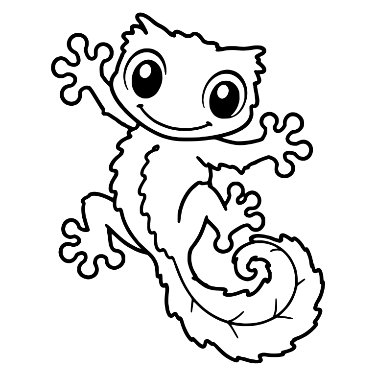 Fuzzy Leaf Tailed Gecko Climbing with Spiral Tail — free animal SVG cut file