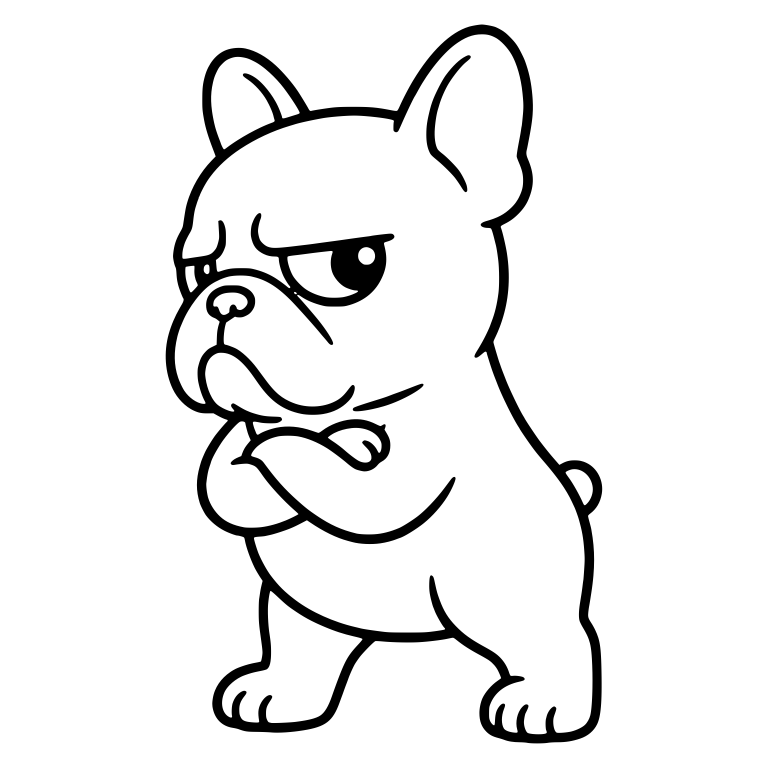 Grumpy French Bulldog Standing With Arms Crossed — free animal SVG cut file