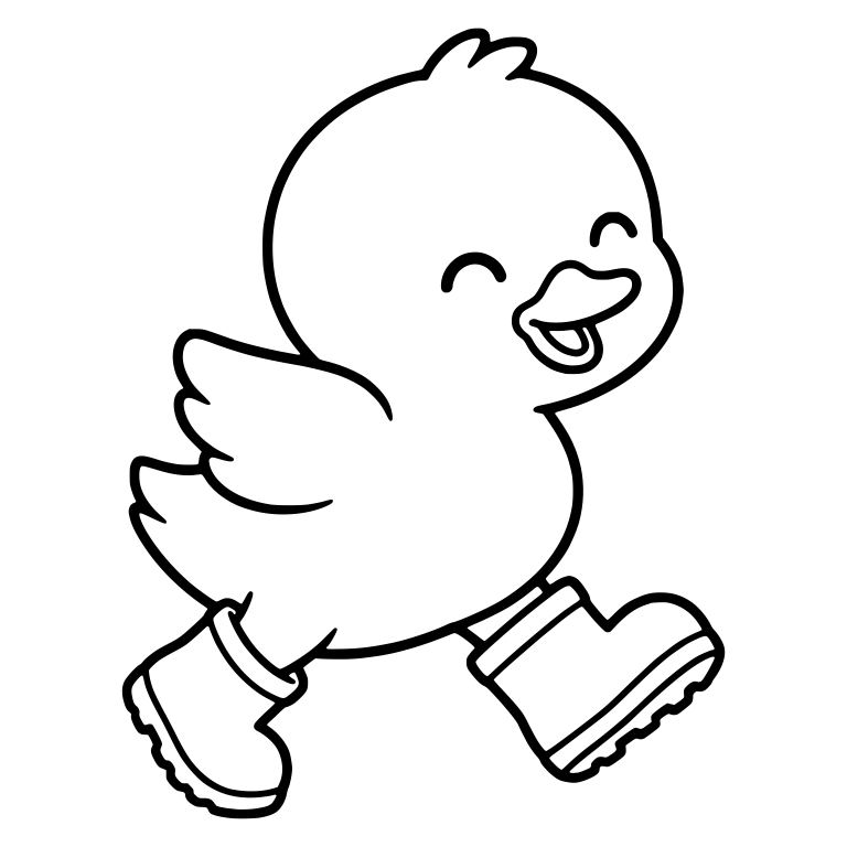 Laughing Duckling Marching in Rubber Boots — free animal SVG cut file