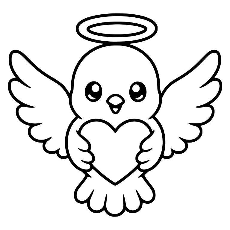 Halo Dove Hugging a Heart With Wings Spread — free animal SVG cut file