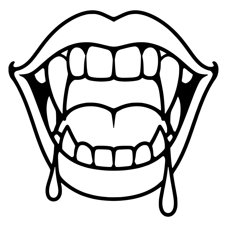 Wide Open Vampire Mouth With Fangs and Dripping Blood — free fantasy-creature SVG cut file