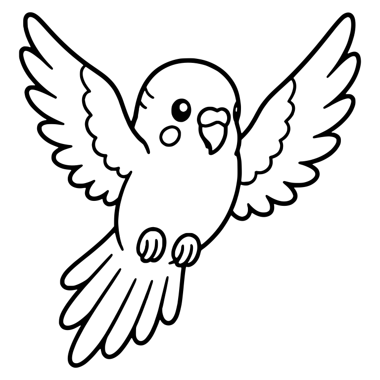 Flying Budgie With Wings Spread and Tail Fanned — free animal SVG cut file
