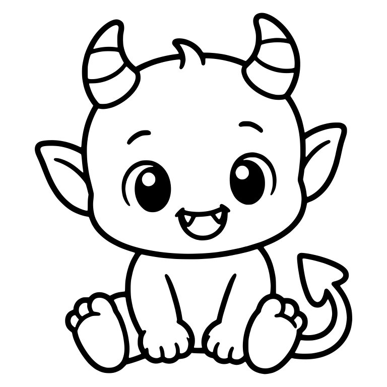 Sitting Baby Devil with Arrow Tail and Wide Eyes — free fantasy-creature SVG cut file