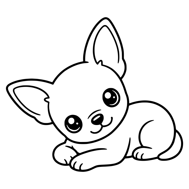 Shorthair Chihuahua Puppy Lying Down With Head Tilted — free animal SVG cut file