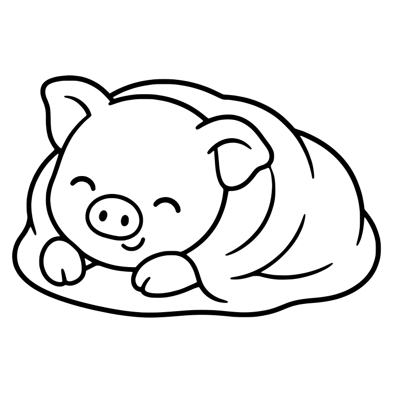 Sleeping Piglet Curled Up Under a Blanket — free animal SVG cut file