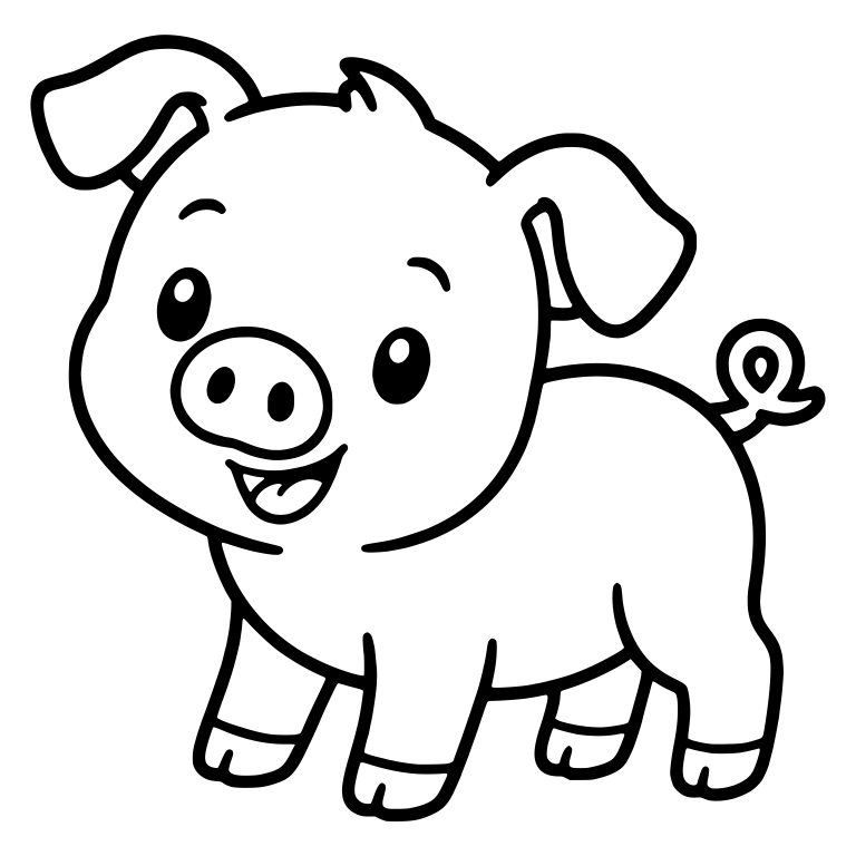 Walking Piglet with Floppy Ears and Open Smile — free animal SVG cut file