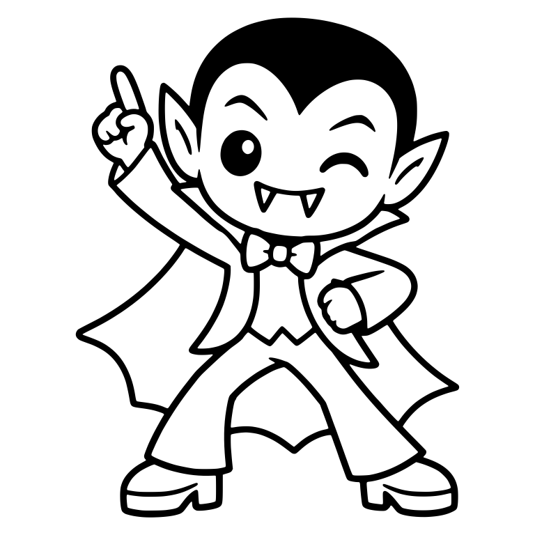 Fanged Vampire Pointing Up With Fist On Hip — free fantasy-creature SVG cut file