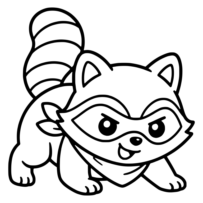 Crouching Bandit Raccoon with Mask and Bandana — free animal SVG cut file