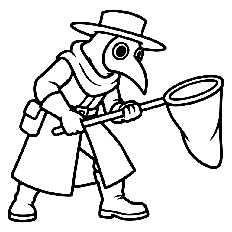 Plague Doctor with Butterfly Net — free characters SVG cut file