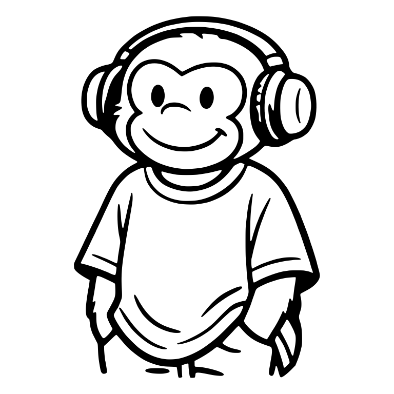 Monkey in Headphones and Oversized Tee — free animal SVG cut file