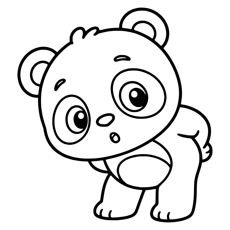 Panda Cub Leaning Forward with Tilted Head — free animal SVG cut file