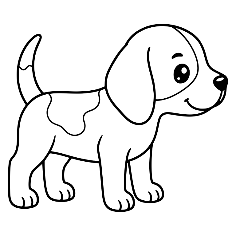 Standing Beagle Puppy in Side View with Tail Patch — free animal SVG cut file