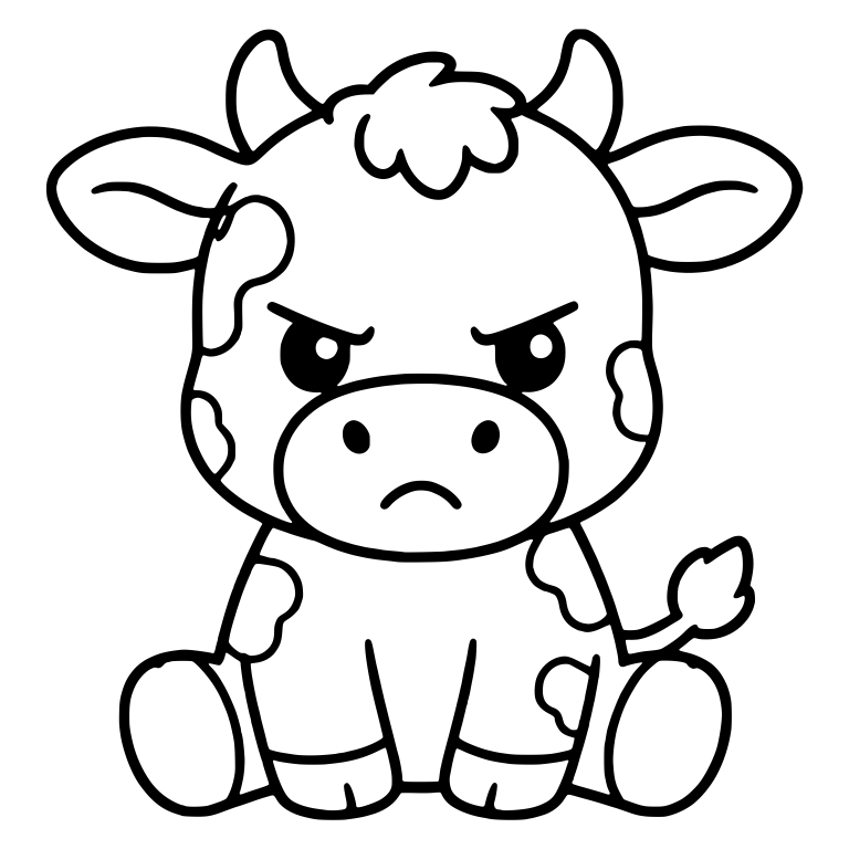 Angry Sitting Calf With Spots And Hair Tuft — free animal SVG cut file