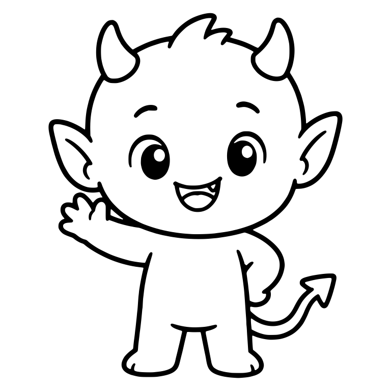 Standing Baby Devil Waving With Hand on Hip — free fantasy-creature SVG cut file
