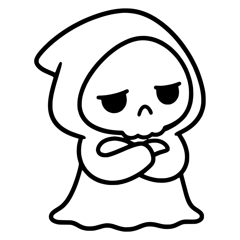 Sulking Grim Reaper Standing With Arms Crossed — free characters SVG cut file