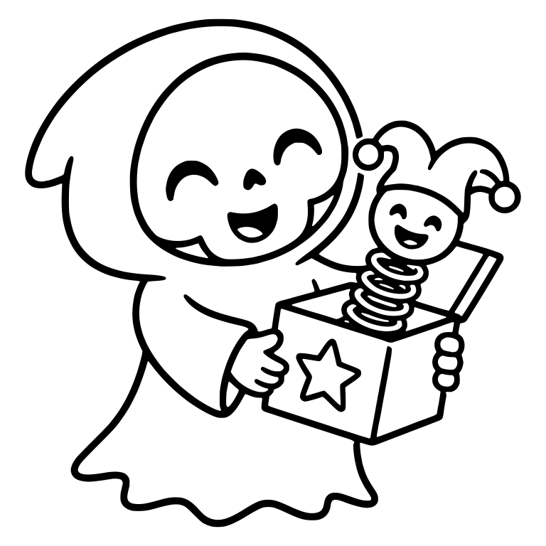 Laughing Reaper with Jack-in-the-Box Jester — free characters SVG cut file