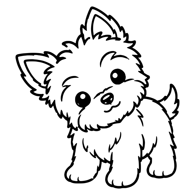 Yorkie Puppy Standing With Head Tilt — free animal SVG cut file