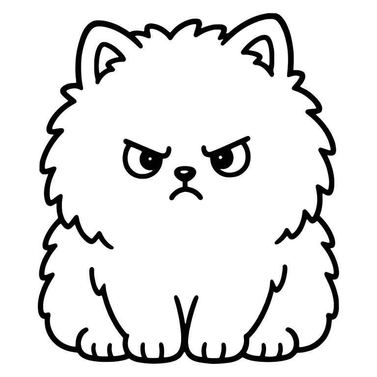 Grumpy Pomeranian Sitting Facing Forward — free animal SVG cut file