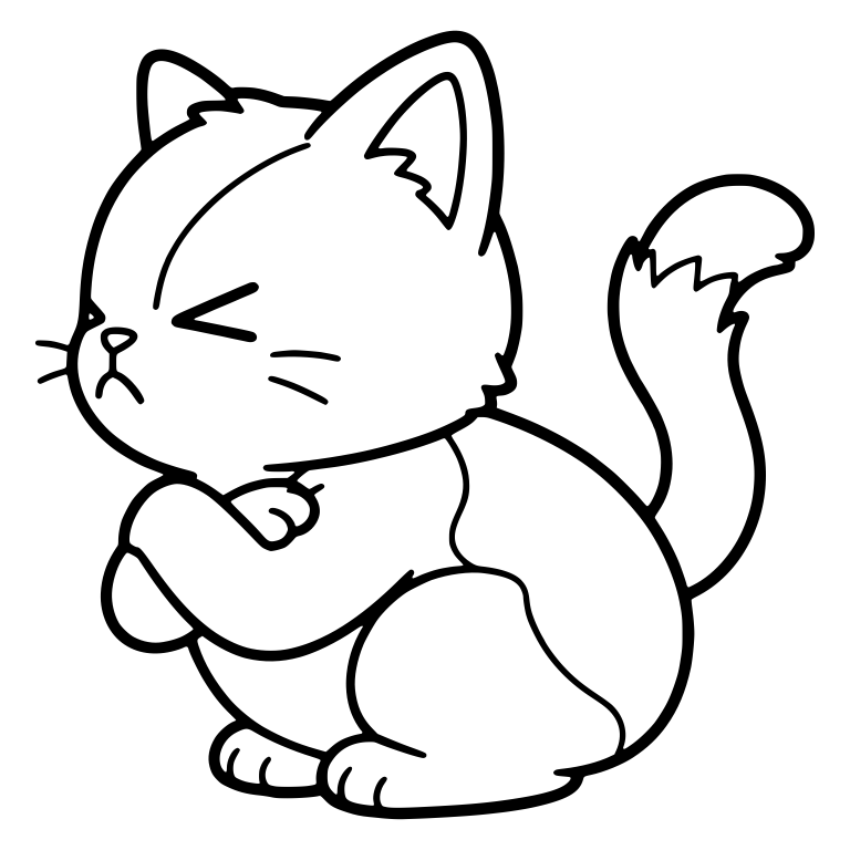 Grumpy Kitten With Squeezed Eyes and Crossed Arms — free animal SVG cut file