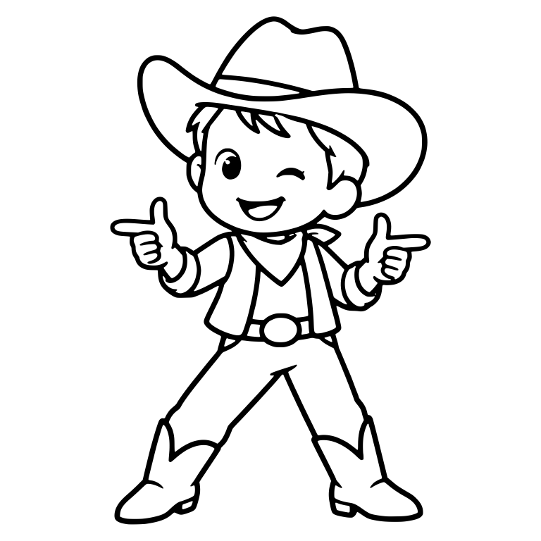 Winking Cowboy Boy Making Finger Guns — free characters SVG cut file