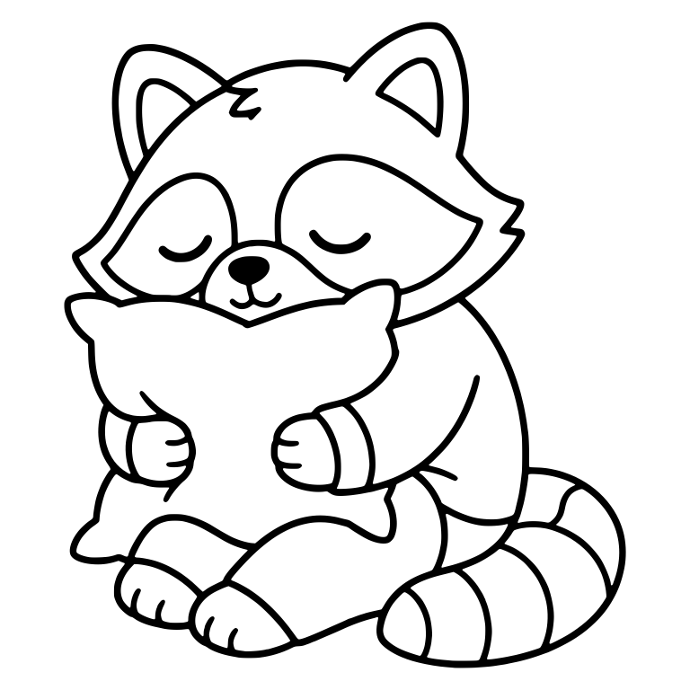 Sleeping Raccoon Hugging a Pillow — free animal SVG cut file