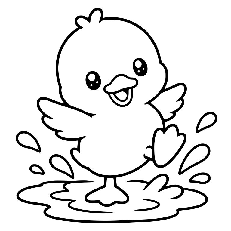 Duckling Kicking One Foot in a Puddle Splash — free animal SVG cut file