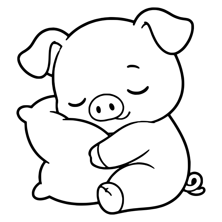 Sleepy Piglet Hugging a Pillow (Pigs 2) — free animal SVG cut file