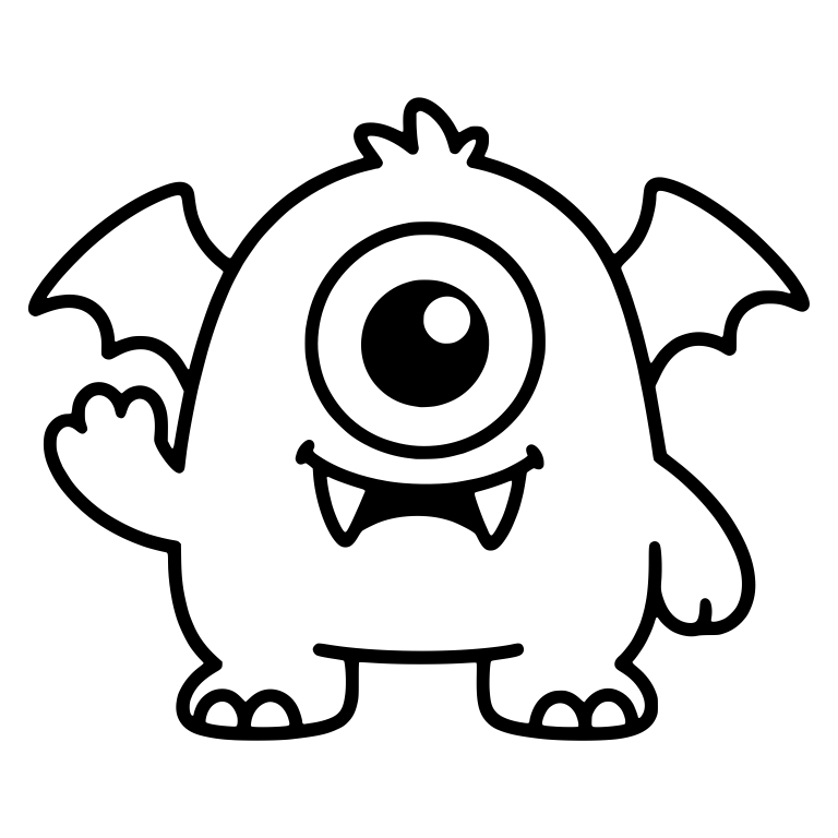 Waving One Eyed Monster With Bat Wings And Fangs — free fantasy-creature SVG cut file