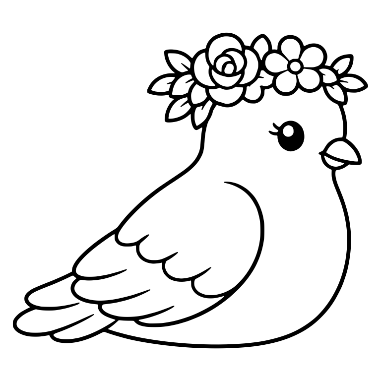 Resting Dove With Rose and Flower Crown — free animal SVG cut file