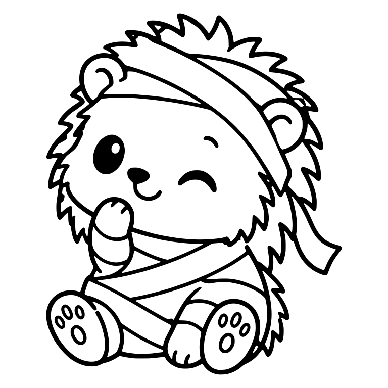 Winking Hedgehog in Mummy Wrap Hand at Cheek — free animal SVG cut file