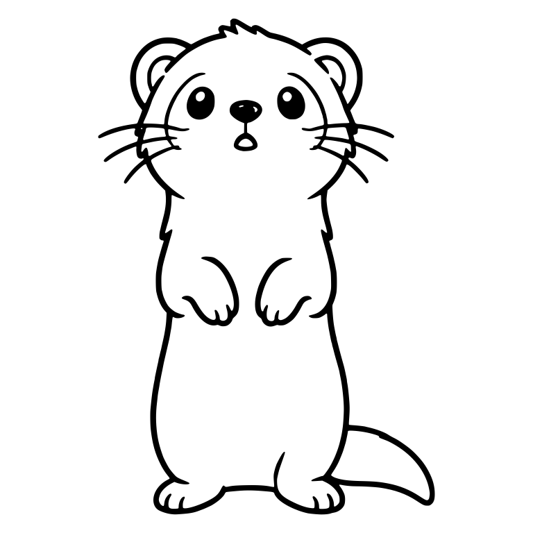 Curious Ferret Standing Tall with Round Mouth — free animal SVG cut file