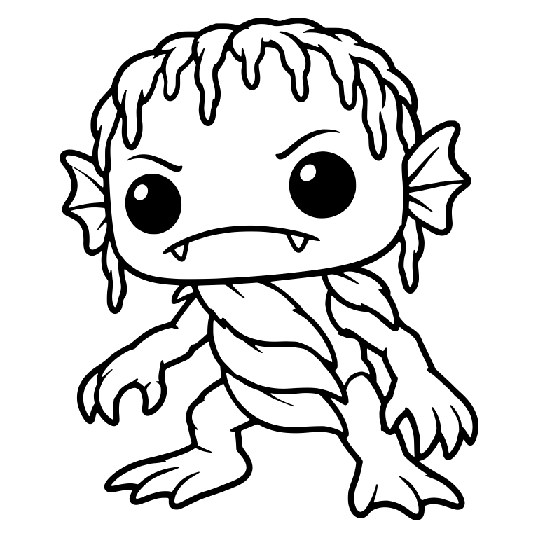 Swamp Monster Crouching with Slimy Hair and Fin Ears — free fantasy-creature SVG cut file