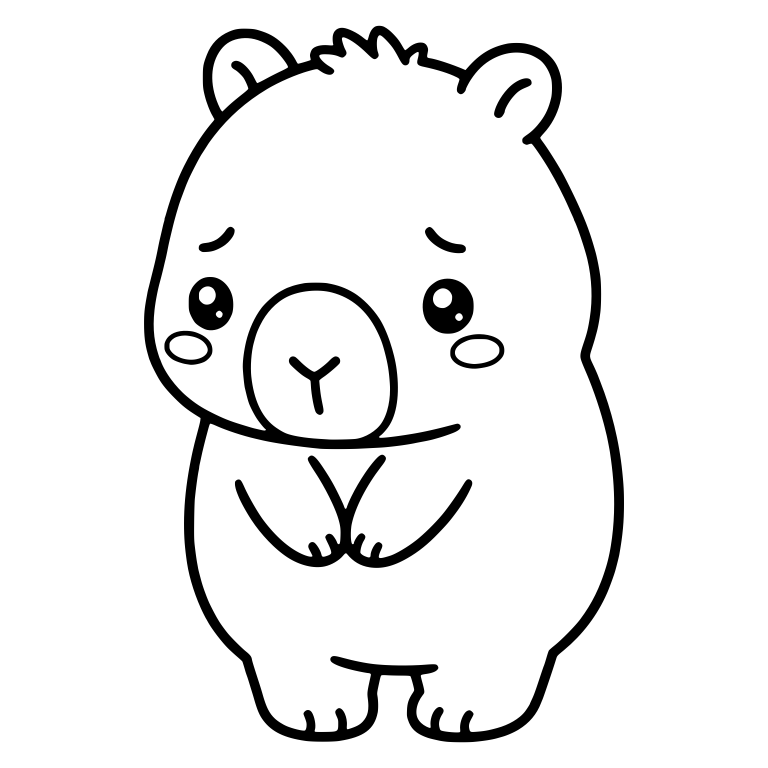 Shy Capybara Standing with Clasped Paws and Blush — free animal SVG cut file