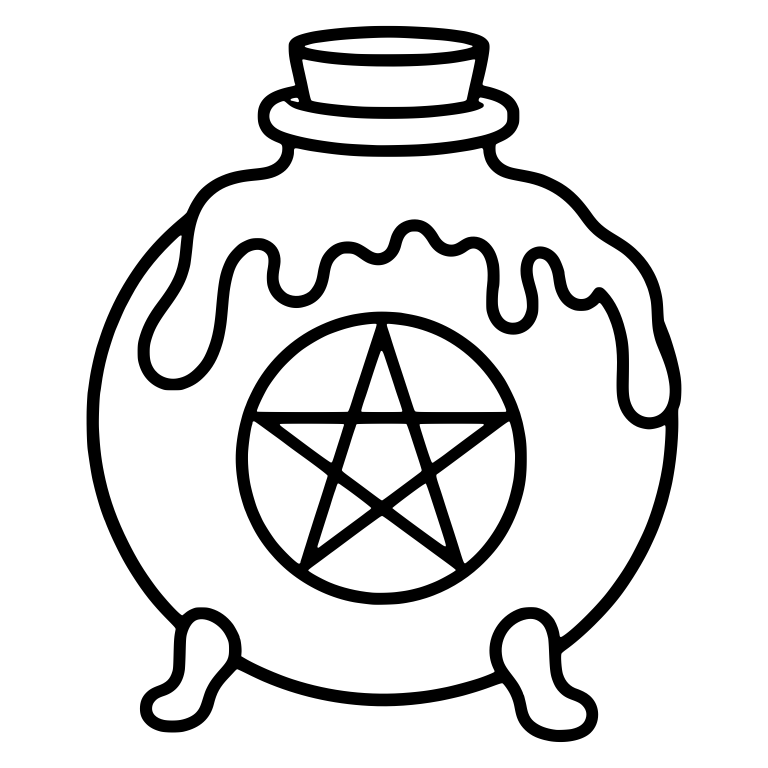 Footed Round Bottle with Pentagram and Dripping Goo — free objects SVG cut file