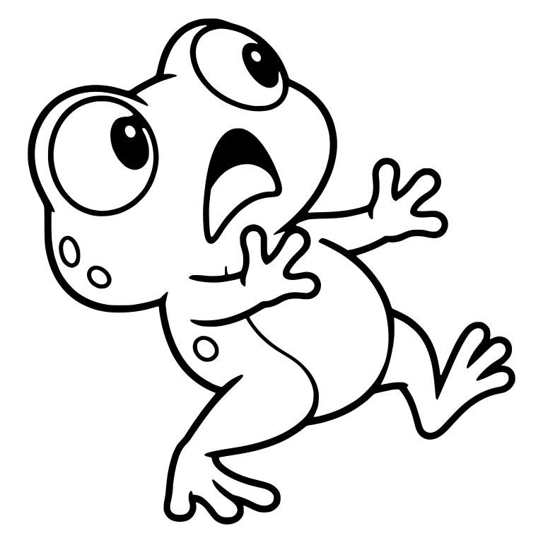 Startled Chibi Frog Leaning Back With Arm Out — free animal SVG cut file