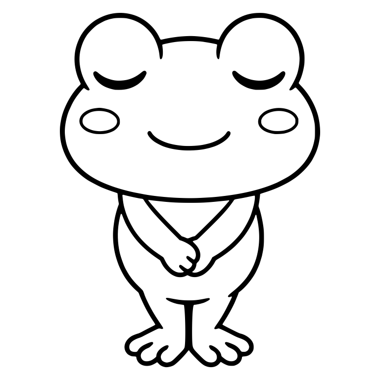 Calm Frog With Closed Eyes, Oval Cheeks and Folded Hands — free animal SVG cut file